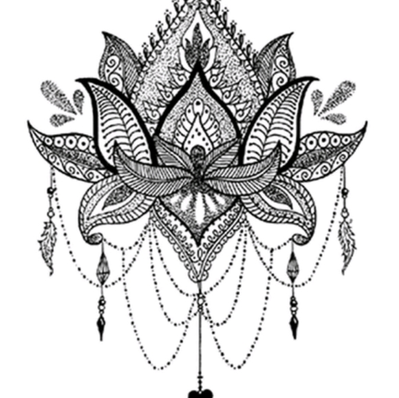 π5 for $25* 6" Lace Lotus Temporary Tattoo - Picture 2 of 3
